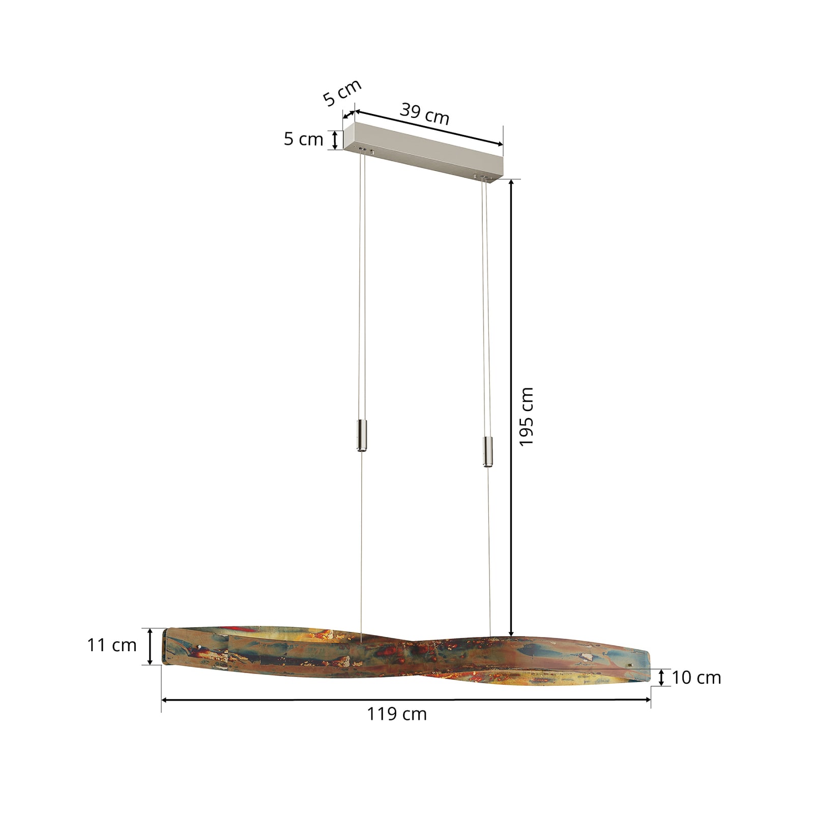 LED pendellampe Lian oksidert aluminium dimbar 119 cm 34W - Quitani