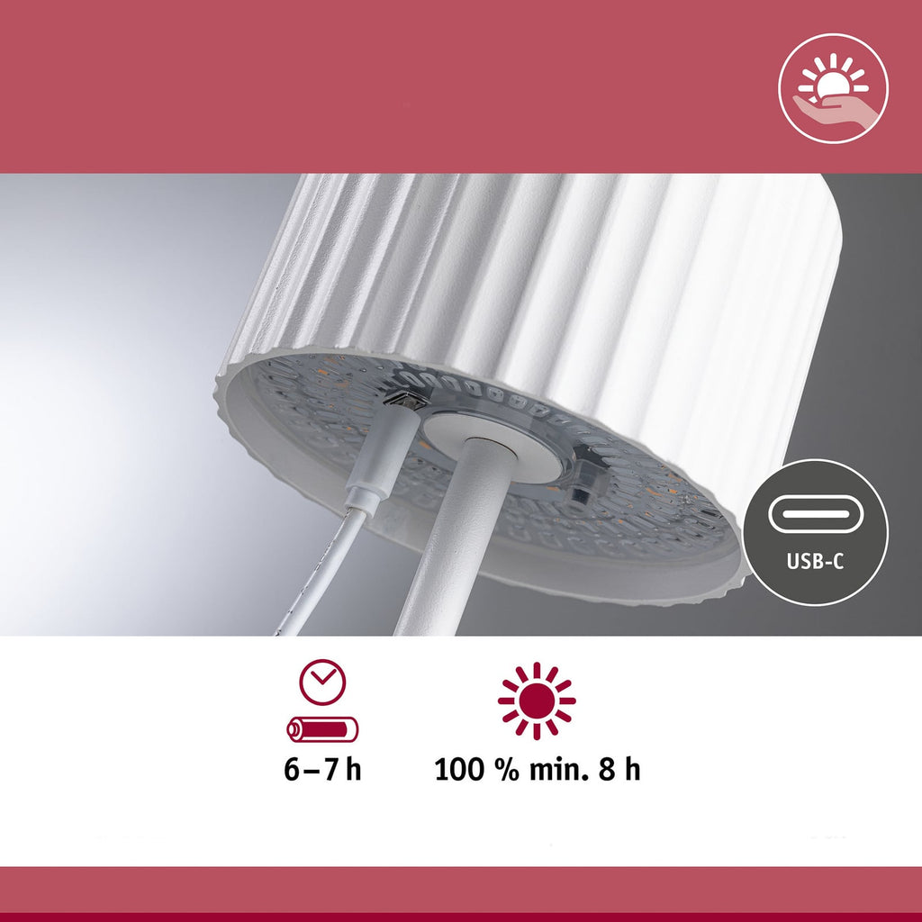 LED solcelle bordlampe Else dimbar hvit IP44 Ø10 cm - Paulmann