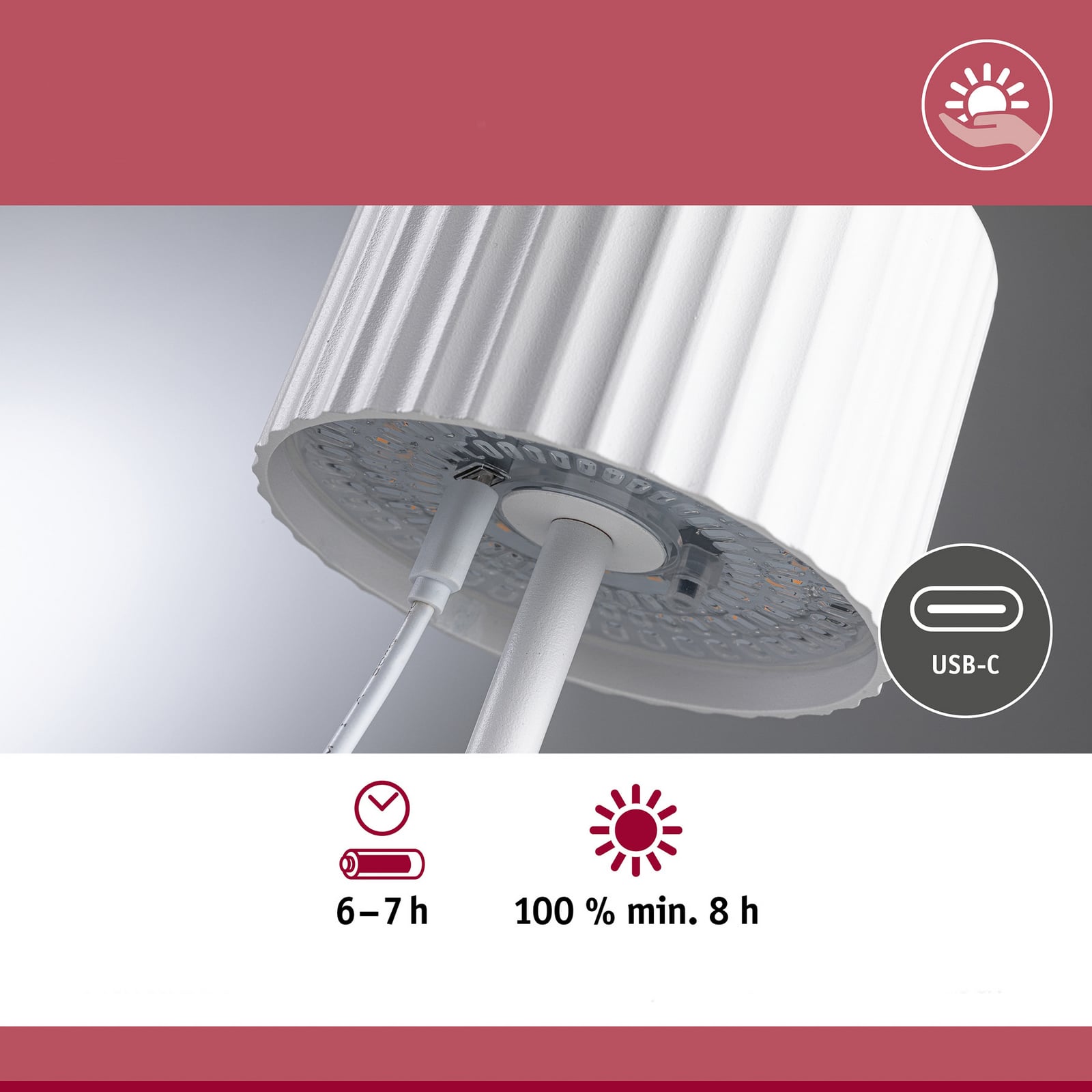 LED solcelle bordlampe Else dimbar hvit IP44 Ø10 cm - Paulmann