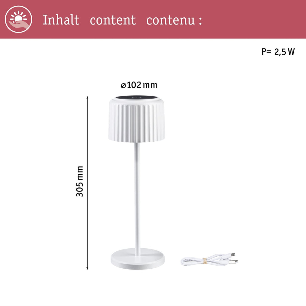 LED solcelle bordlampe Else dimbar hvit IP44 Ø10 cm - Paulmann