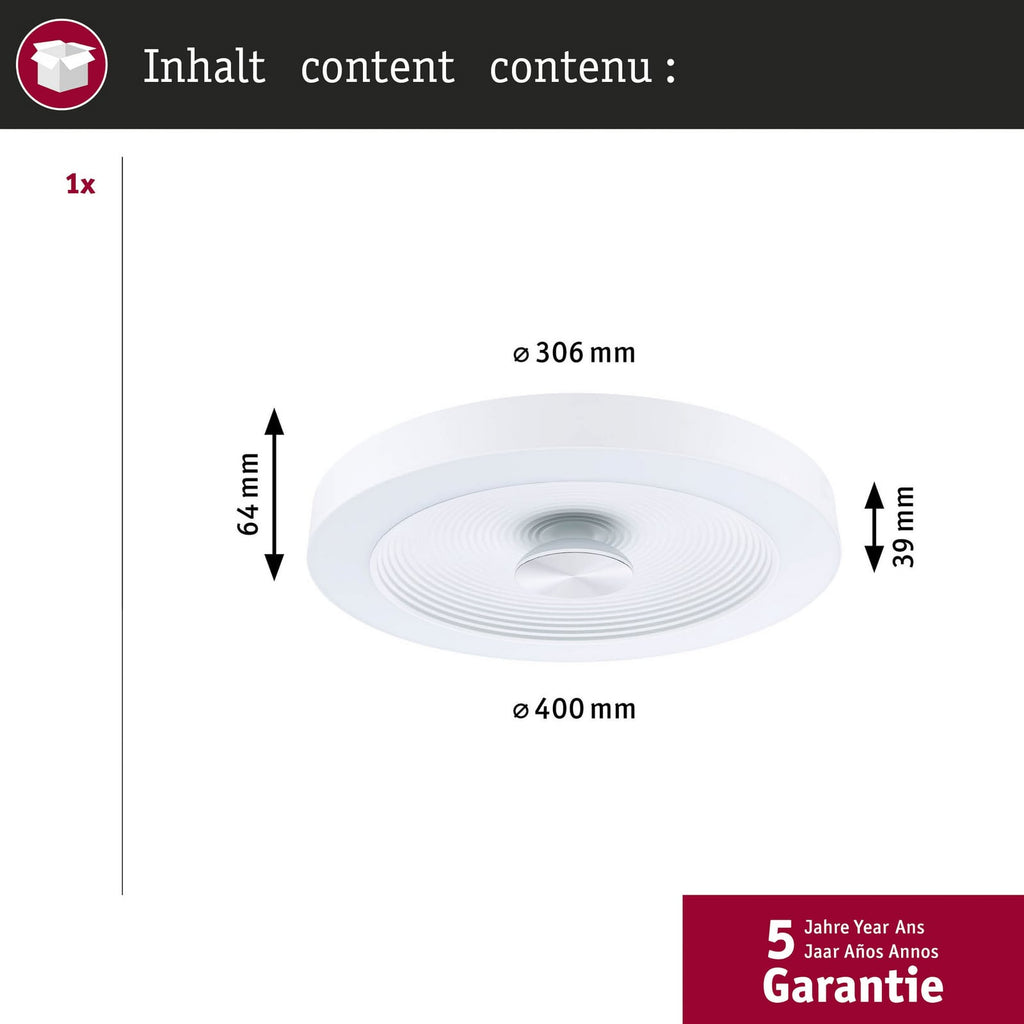 LED taklampe Volea dimbar hvit/sølv Ø40 cm IP44 - Paulmann