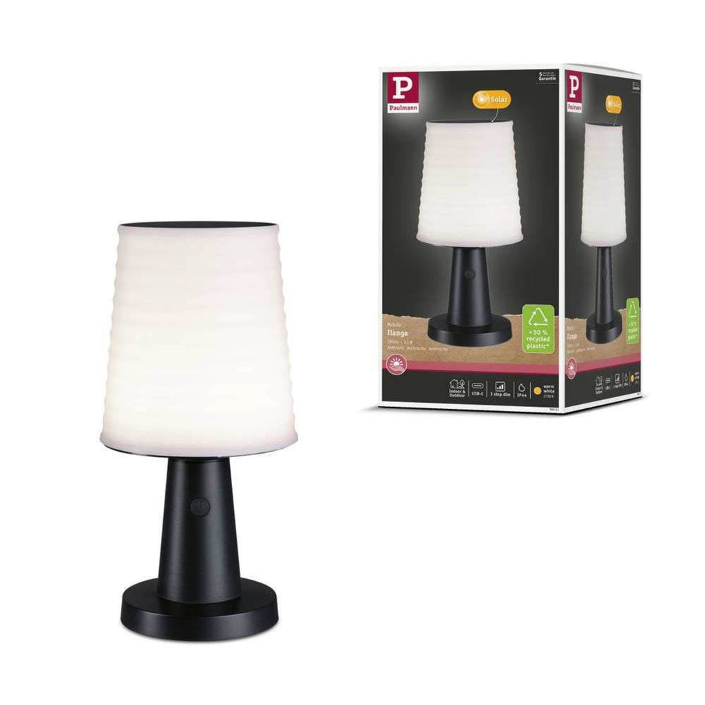LED solcellebordlampe Ilanga dimbar antrasitt 30 cm IP44 - Paulmann
