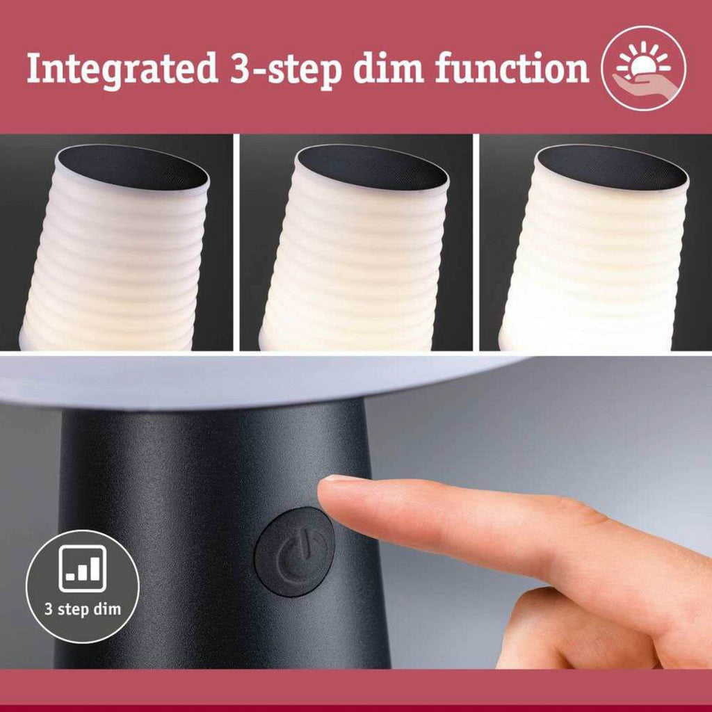 LED solcellebordlampe Ilanga dimbar antrasitt 30 cm IP44 - Paulmann