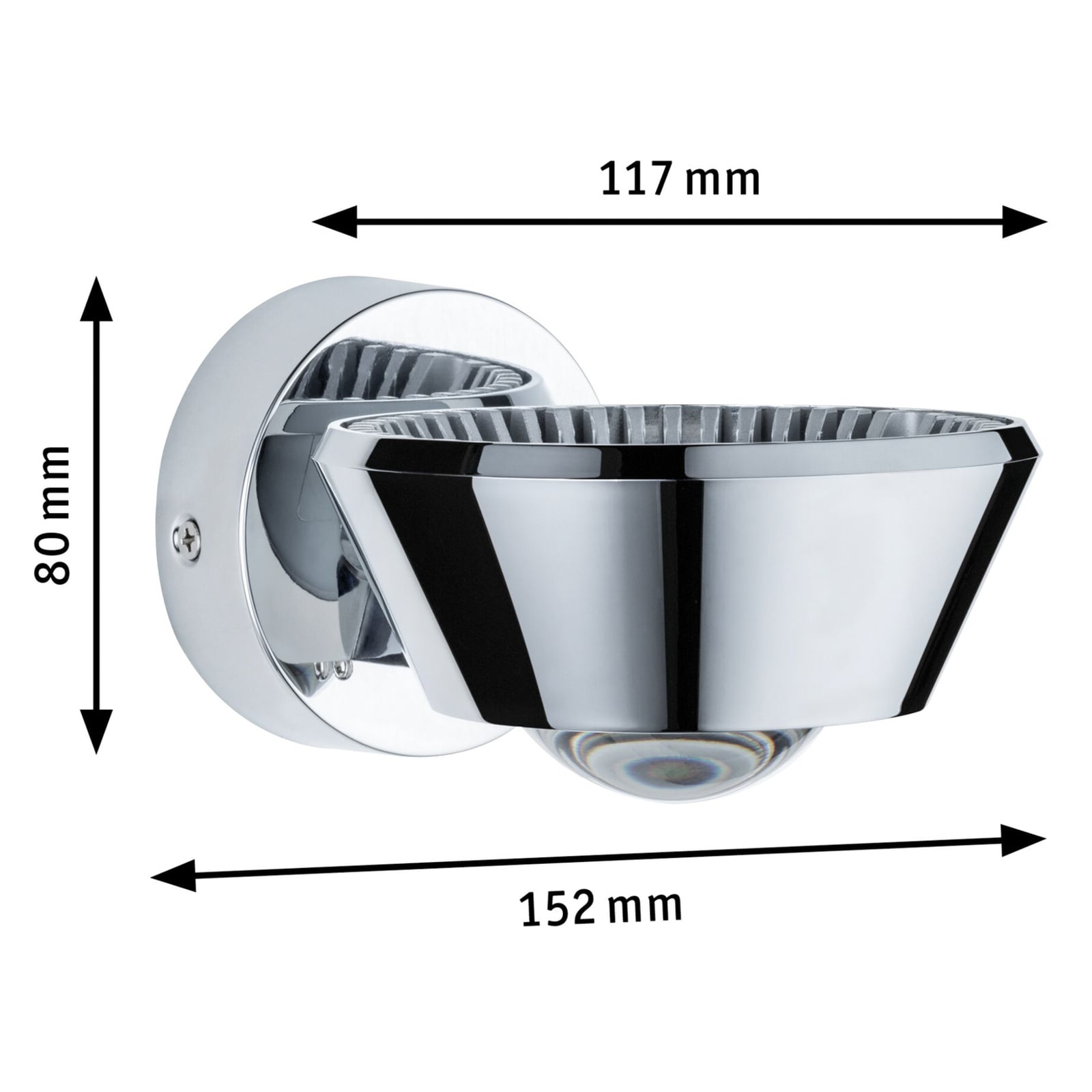 LED vegglampe Sabik svingbar krom dimbar IP44 - Paulmann
