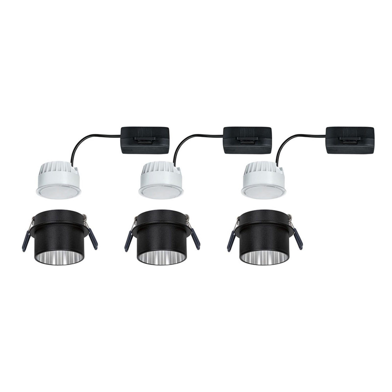 LED innbyggingsspot Gil 3-pack svart matt/stål dimbar IP44 - Paulmann