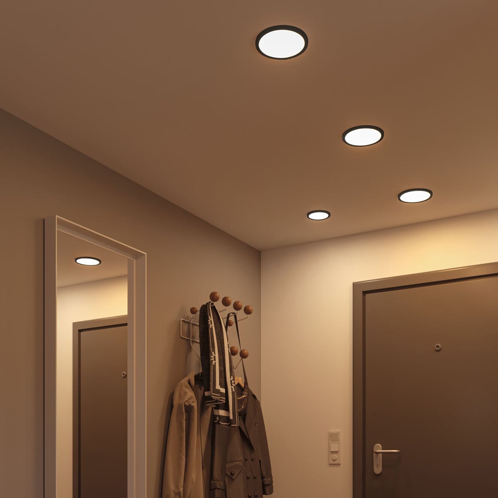 LED innbyggingspanel Areo rund svart IP44 Ø11,8 cm 3000K - Paulmann