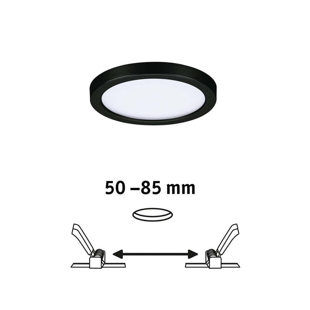 LED innbyggingspanel Areo rund svart IP44 Ø11,8 cm 3000K - Paulmann