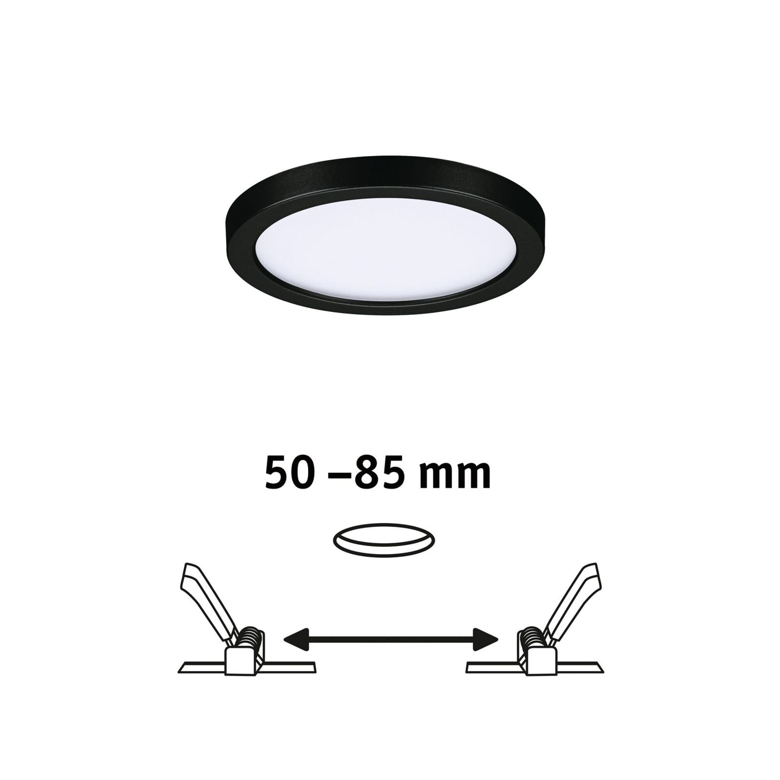 LED innbyggingspanel Areo rund svart IP44 Ø11,8 cm 3000K - Paulmann