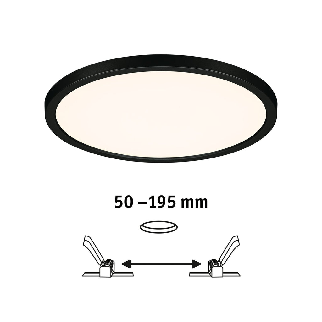 LED innbyggingspanel Areo dim-to-warm rund svart Ø23 cm IP44 - Paulmann