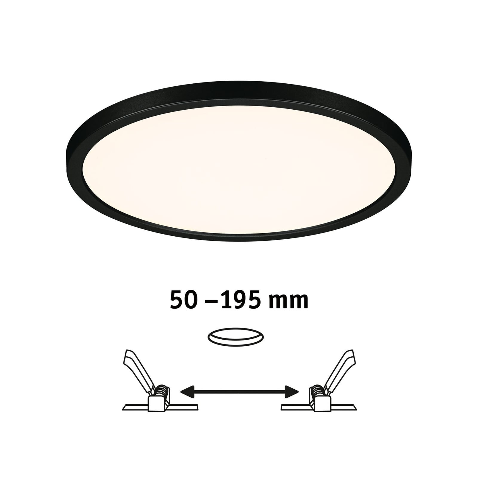 LED innbyggingspanel Areo dim-to-warm rund svart Ø23 cm IP44 - Paulmann