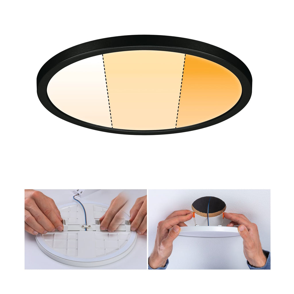 LED innbyggingspanel Areo dim-to-warm rund svart Ø23 cm IP44 - Paulmann