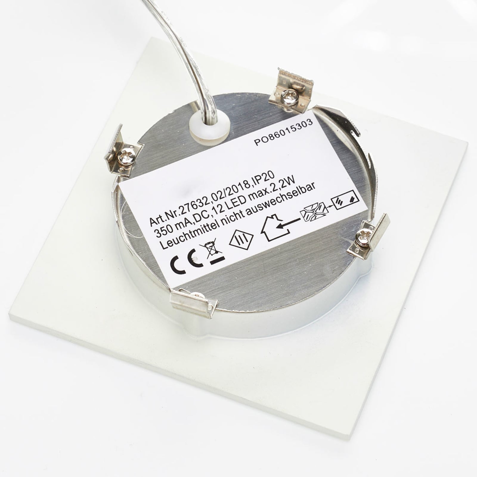 LED innbyggingsspot Klaus kvadratisk hvit 7,5 cm - Heitronic