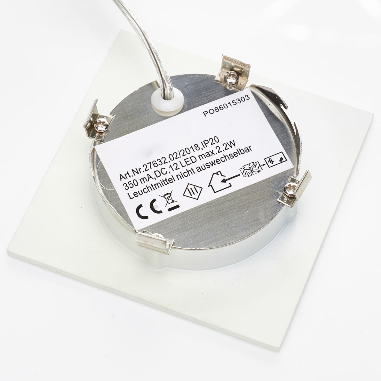 LED innbyggingsspot Klaus kvadratisk hvit 7,5 cm - Heitronic