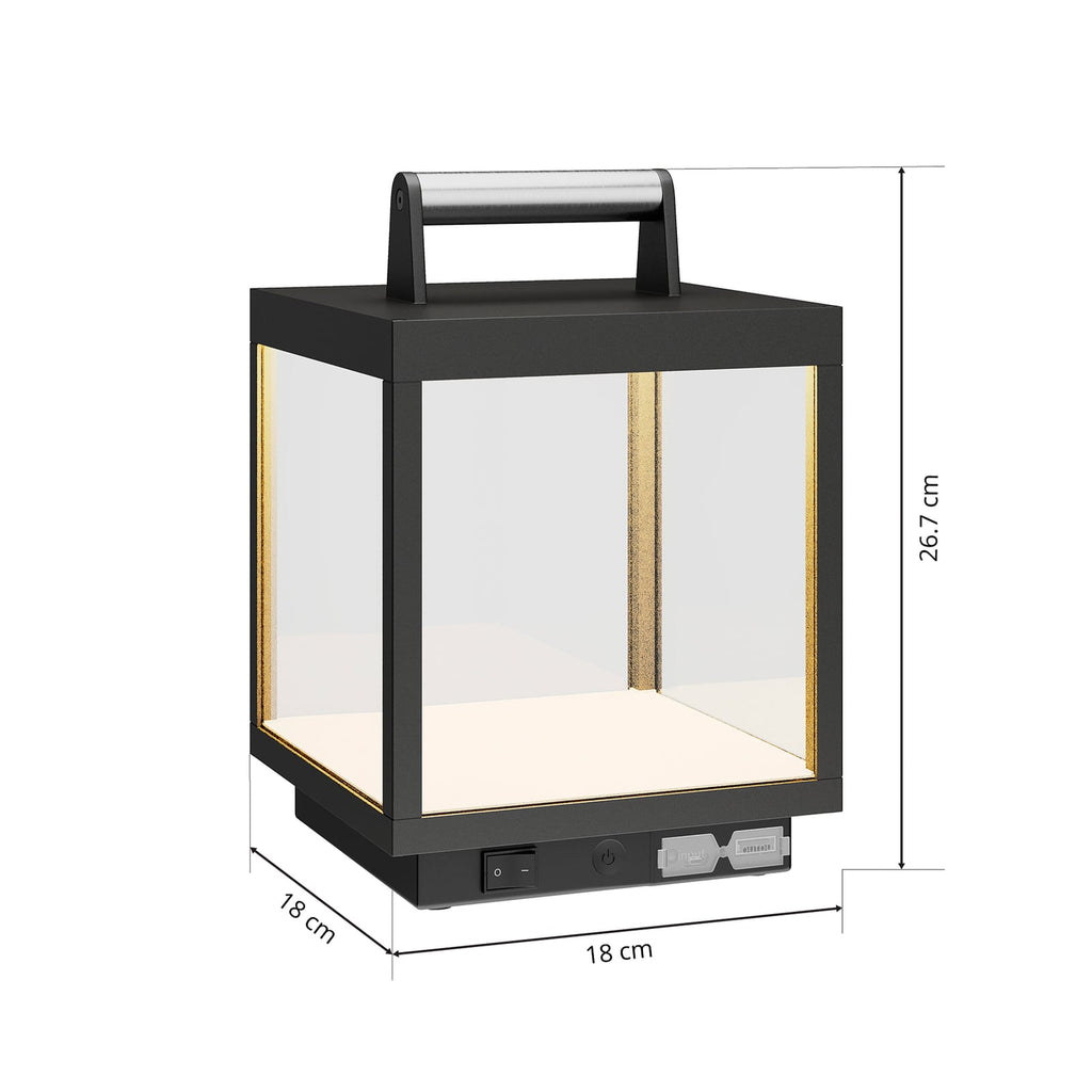 LED oppladbar bordlampe Cube aluminium glass dimbar IP54 - Lucande