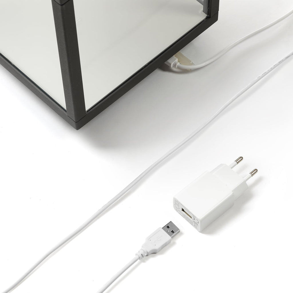 LED oppladbar bordlampe Cube aluminium glass dimbar IP54 - Lucande