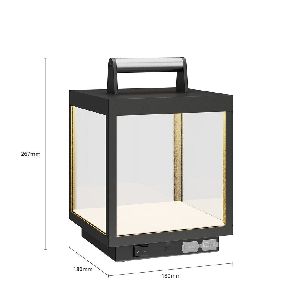 LED oppladbar bordlampe Cube aluminium glass dimbar IP54 - Lucande