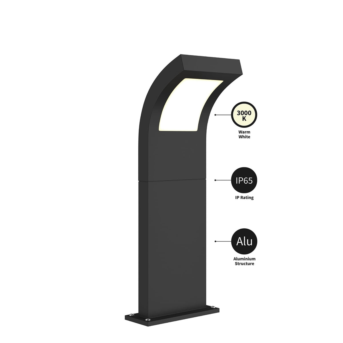 LED sti-lampe Advik antrasitt aluminium IP65 - Arcchio