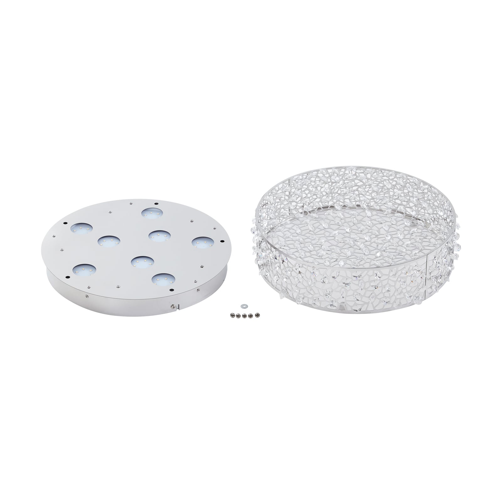 LED taklampe Felias krom glass Ø35 cm 17W varmhvit - Lucande