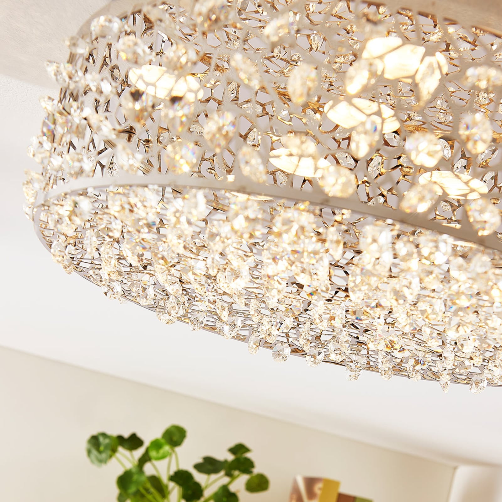 LED taklampe Felias krom glass Ø35 cm 17W varmhvit - Lucande