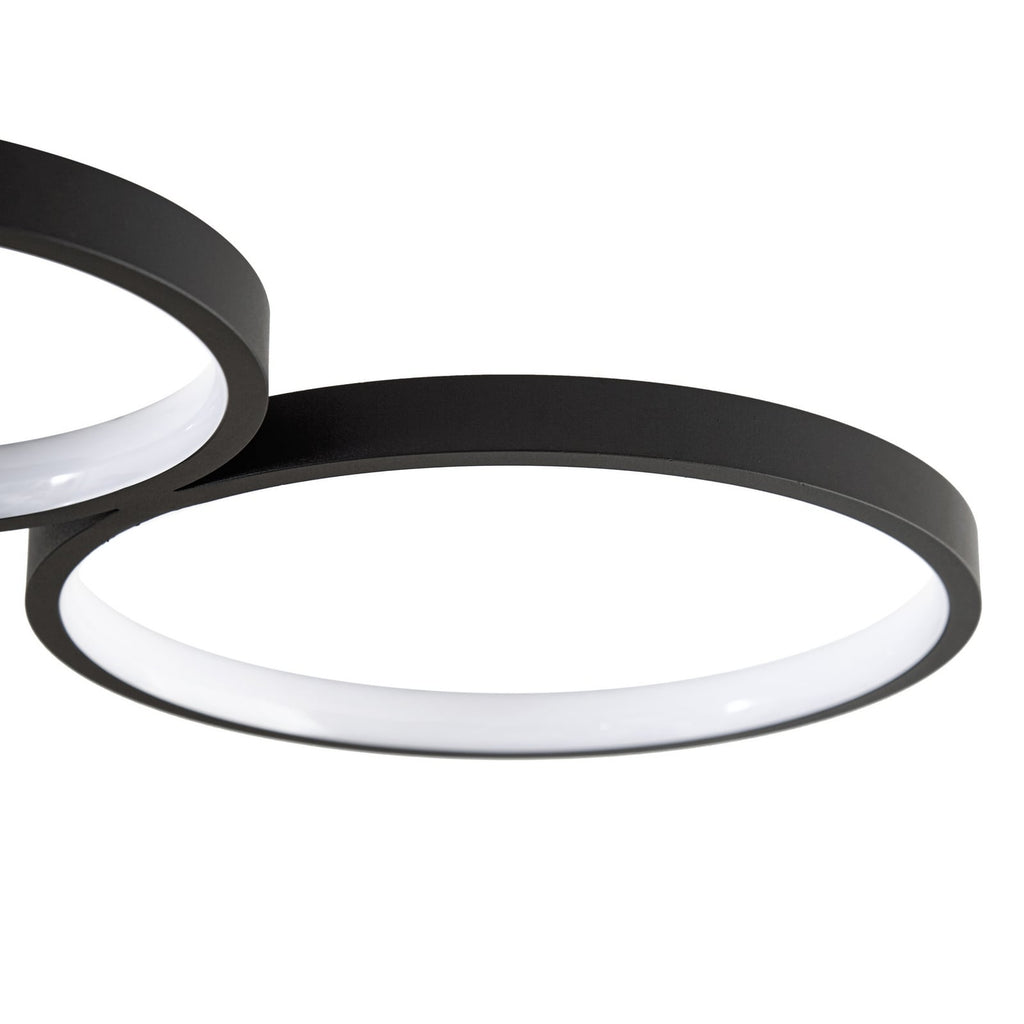 LED taklampe Evengeline 4 ringer svart aluminium 88 cm - Lindby