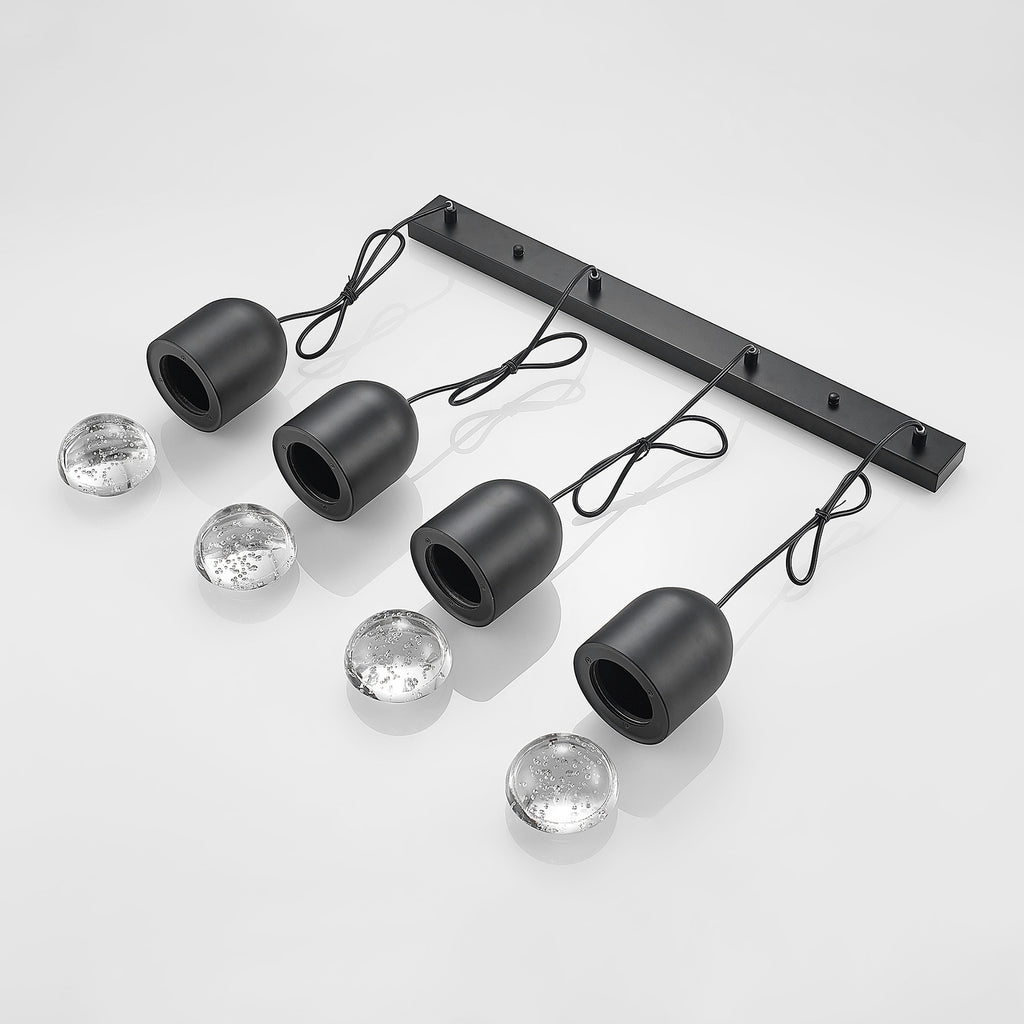 Pendellampe Amielle 4-lys glass svart GU10 71 cm - Lucande