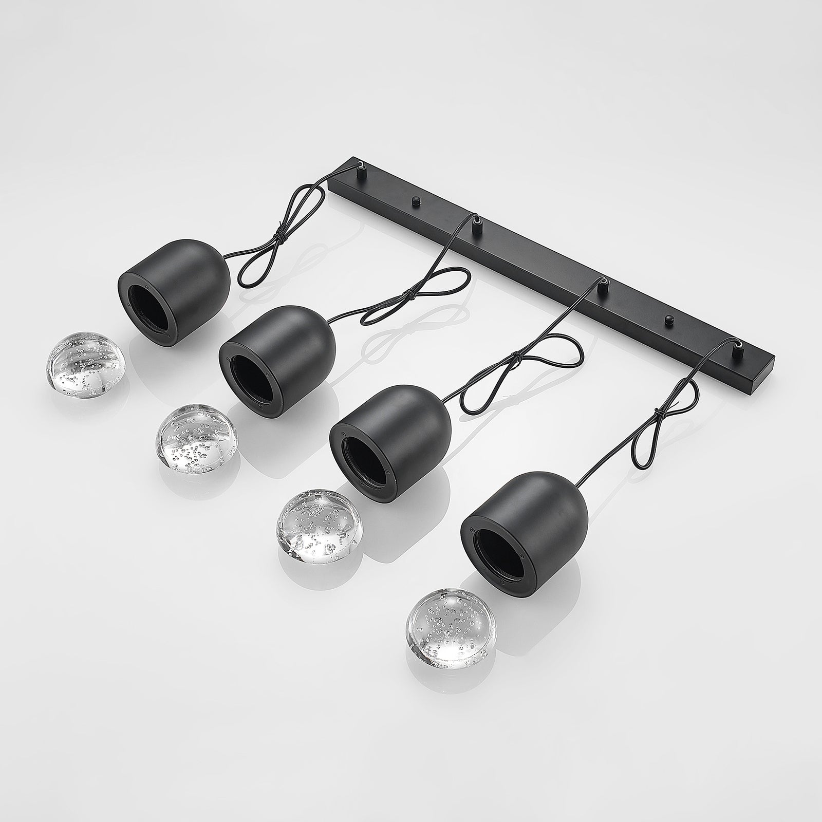 Pendellampe Amielle 4-lys glass svart GU10 71 cm - Lucande