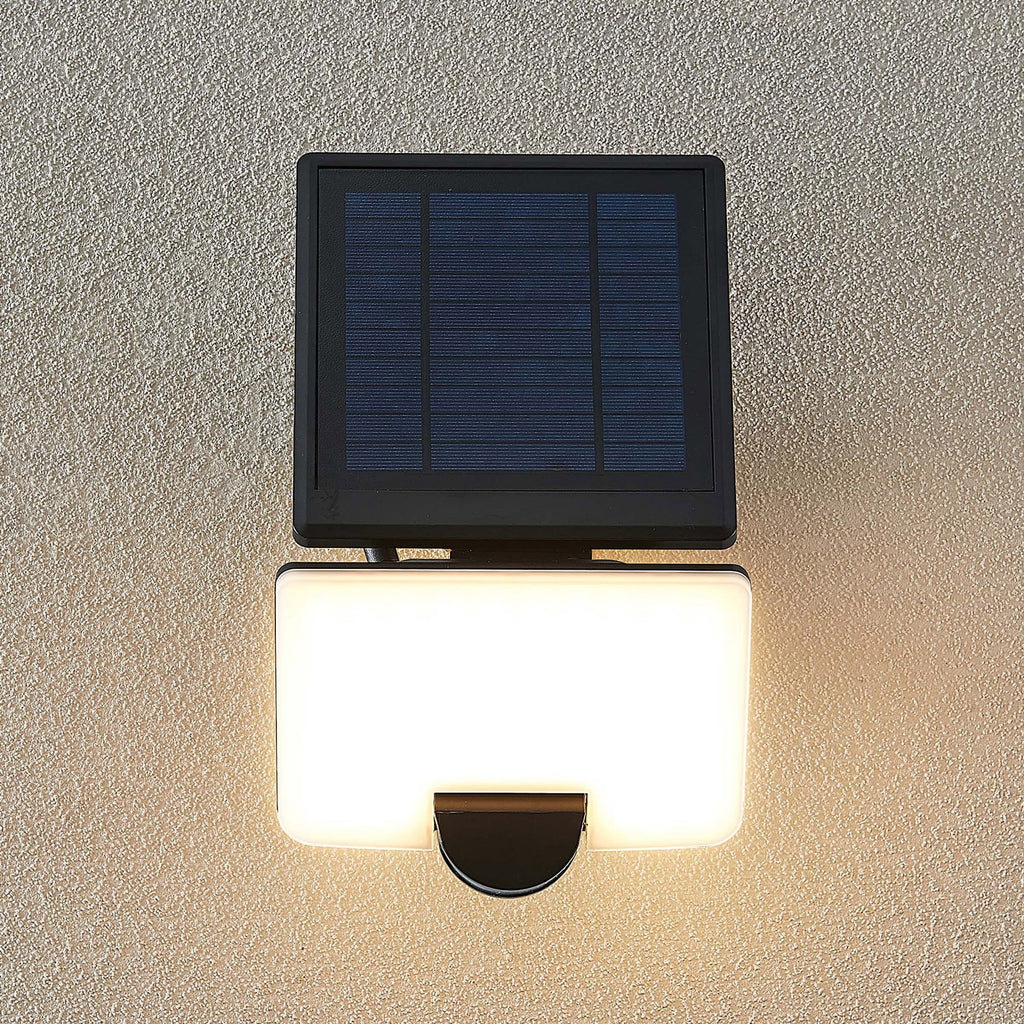 LED solcelleveggspot Yahir med bevegelsessensor svart IP44 - Prios