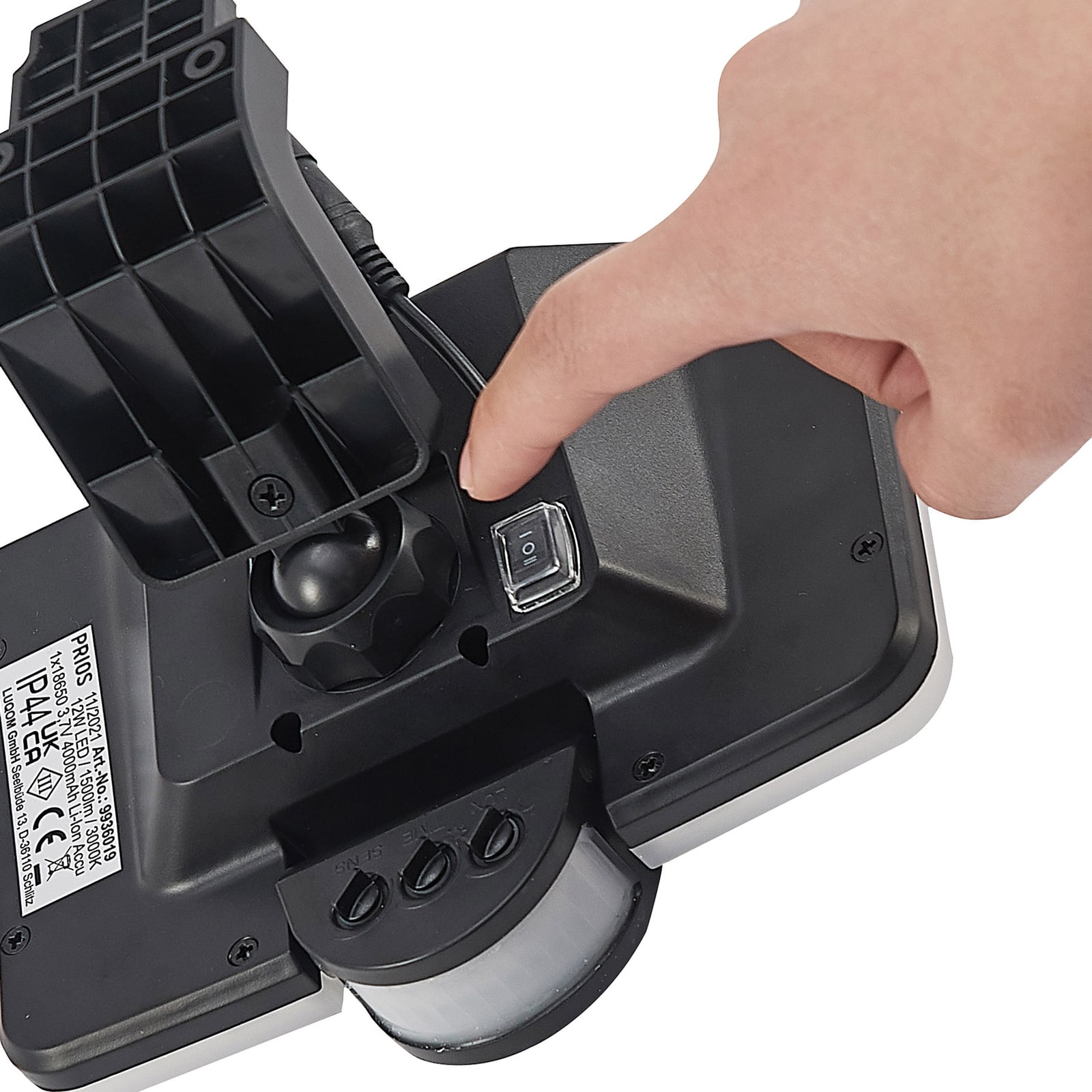 LED solcelleveggspot Yahir med bevegelsessensor svart IP44 - Prios