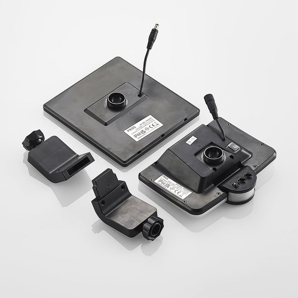LED solcelleveggspot Yahir med bevegelsessensor svart IP44 - Prios