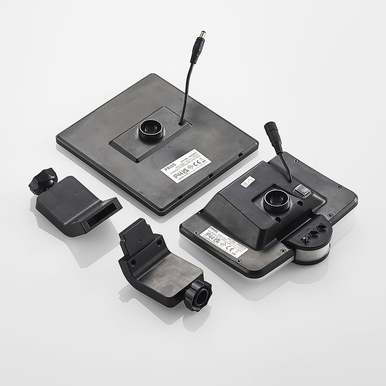 LED solcelleveggspot Yahir med bevegelsessensor svart IP44 - Prios