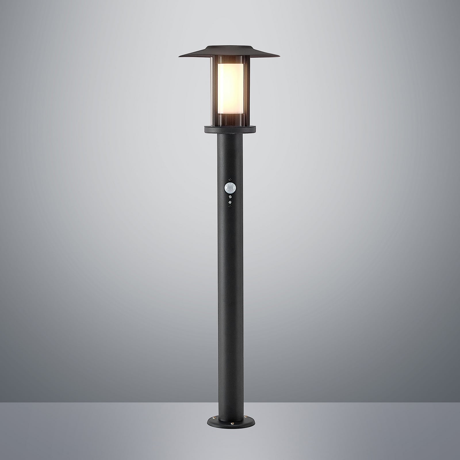 LED sti-lampe Gregory med bevegelsessensor 76 cm mørkegrå IP44 - Lindby
