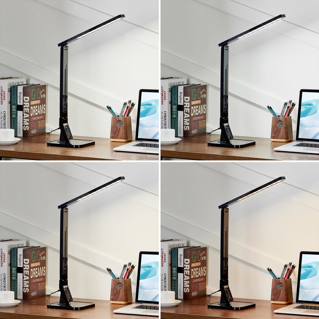 LED skrivebordslampe Eleni svart CCT dimbar 8W justerbar - Lindby