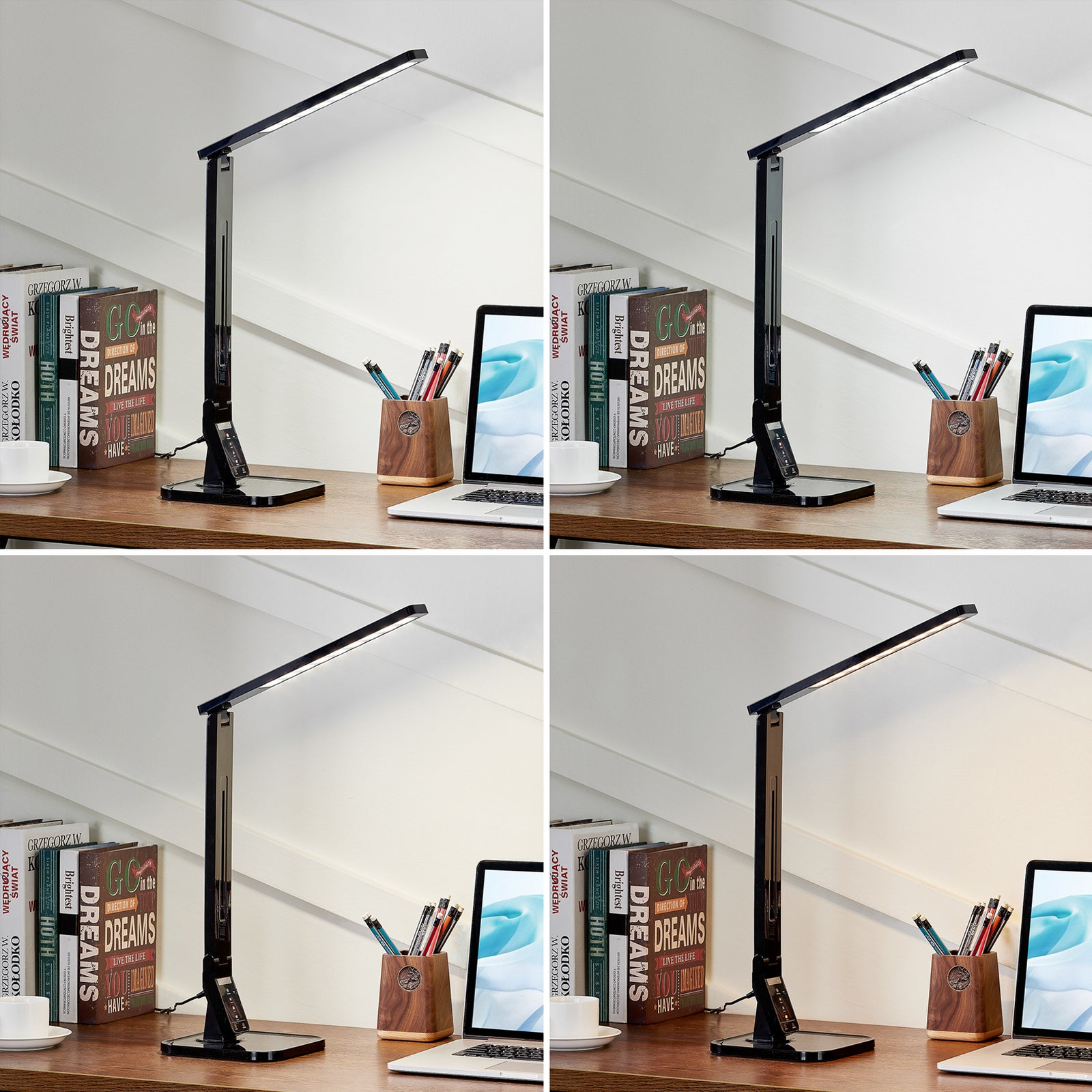 LED skrivebordslampe Eleni svart CCT dimbar 8W justerbar - Lindby