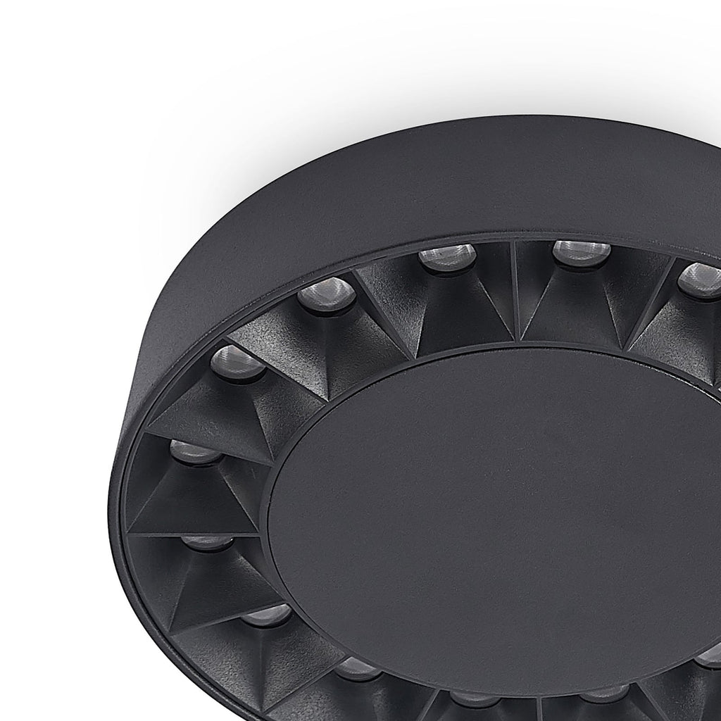 LED utetaklampe Kelissa rund svart Ø17,6 cm IP65 - Lucande