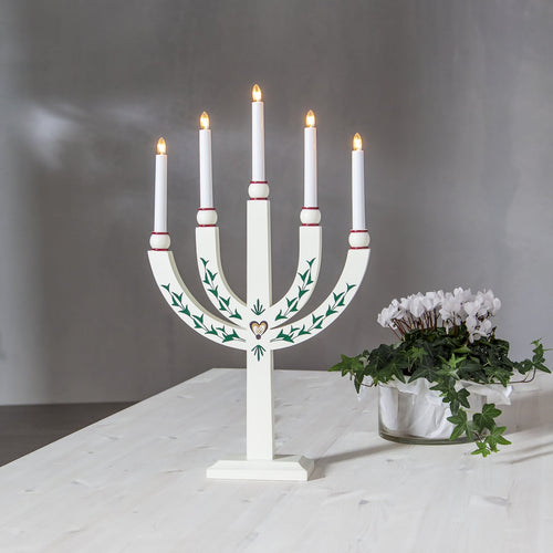 Adventsstake Elias Tradition 15 lys tre 67 cm bakside