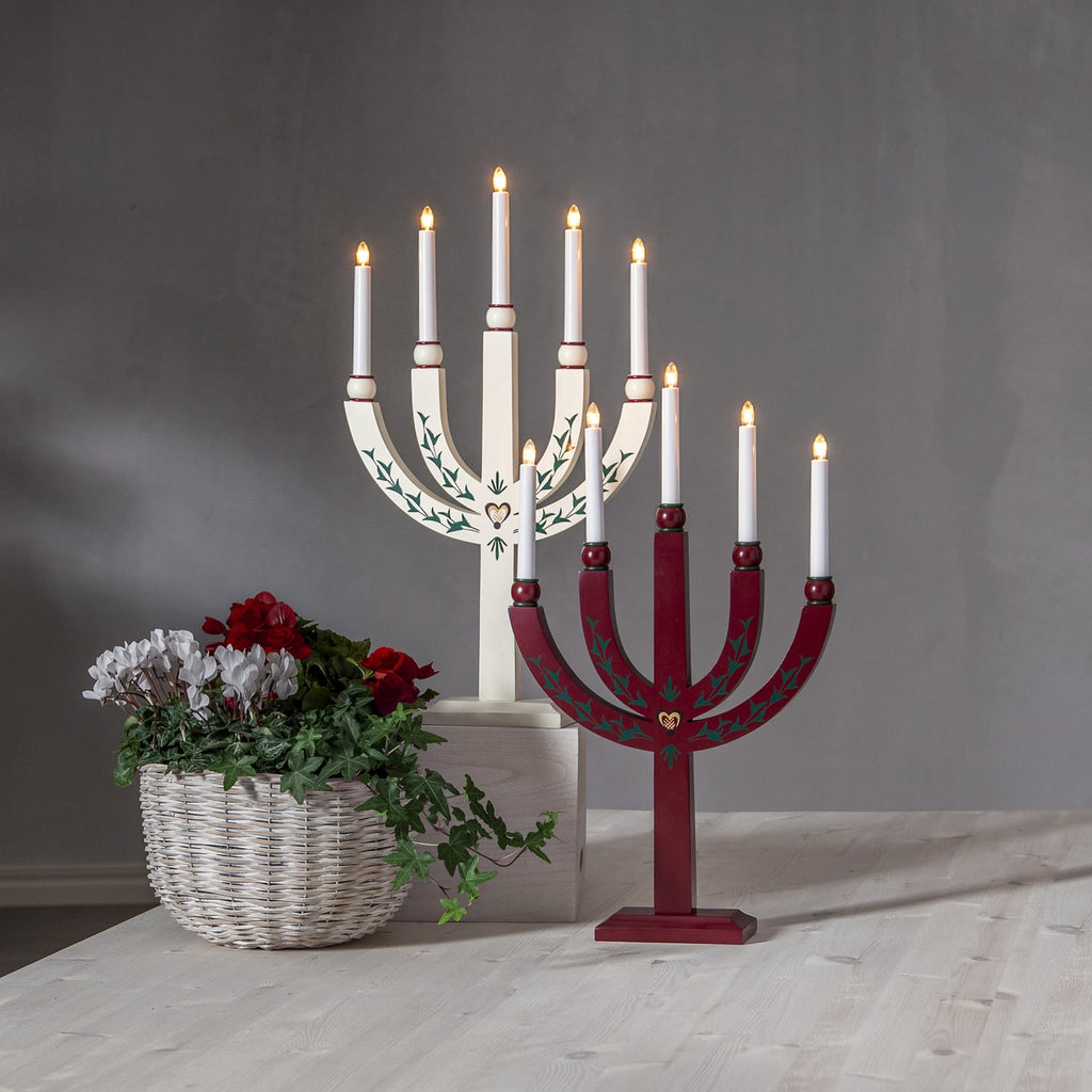 Adventsstake Elias Tradition 15 lys tre 67 cm detalj av ledning