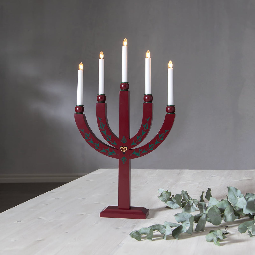 Adventsstake Elias Tradition 15 lys tre 67 cm lys og skygge