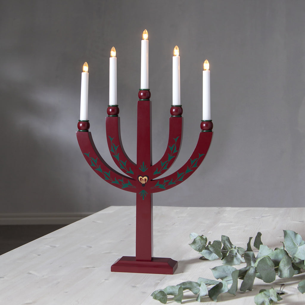 Adventsstake Elias Tradition 15 lys tre 67 cm oversikt