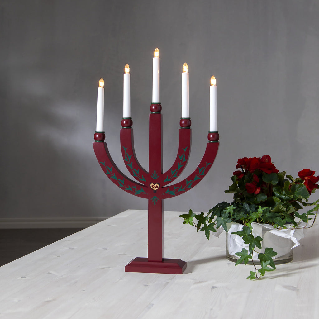 Adventsstake Elias Tradition 15 lys tre 67 cm sideprofil