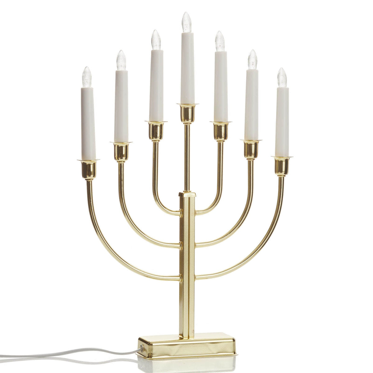 Adventsstake Kristina 7-arms metall messing sett fra siden