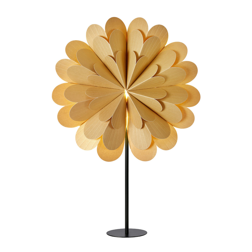 Adventsstjerne Maravilla på fot gull/svart 68 cm bakside