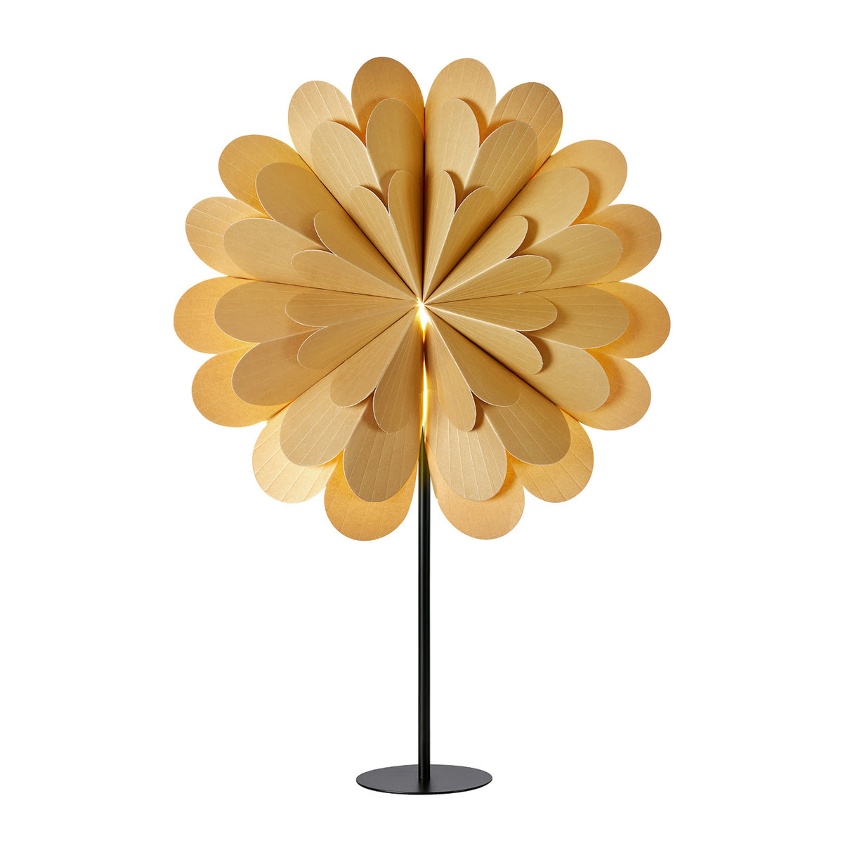 Adventsstjerne Maravilla på fot gull/svart 68 cm bakside
