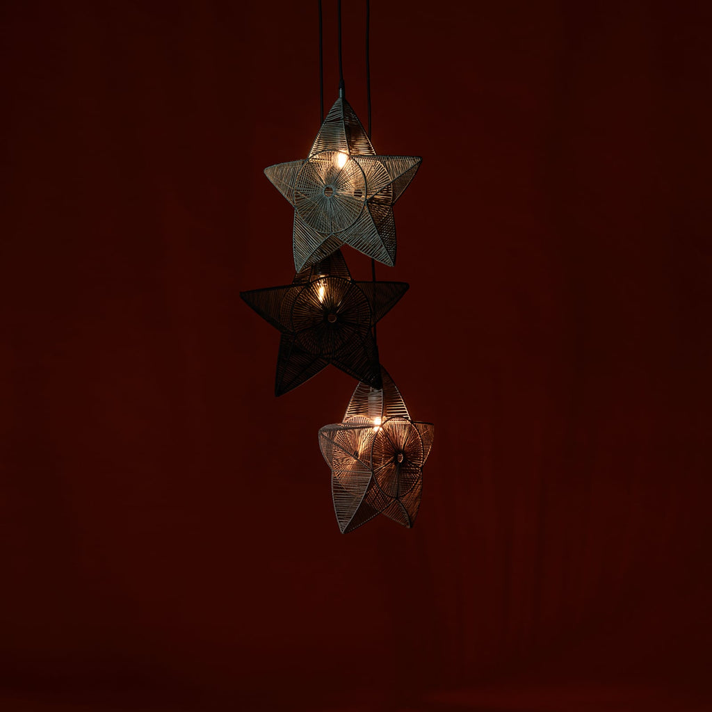 Adventsstjerne Regina metall med garn Ø40 cm bryter på kabel