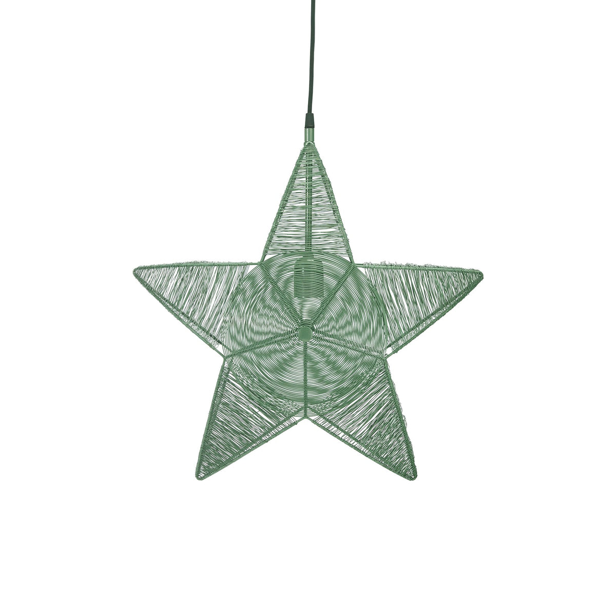 Nærbilde av metall og tekstilkabel på Adventsstjerne Rigel metall krem Ø50 cm E27