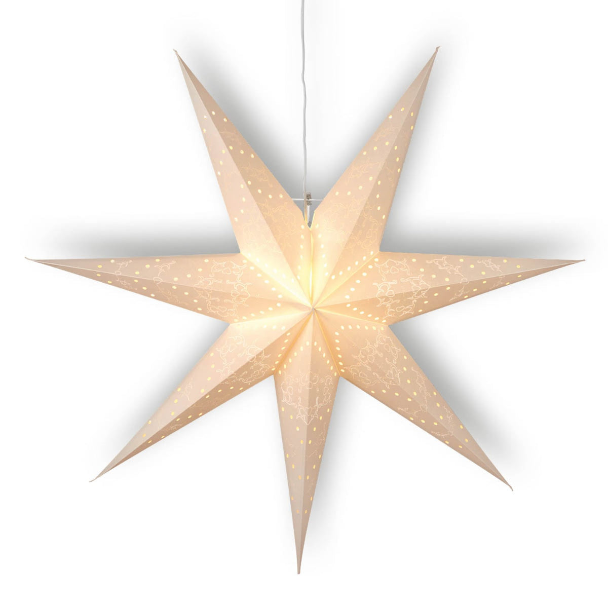 Detalj av mønster på Adventsstjerne Sensy Star 7-armet papir krem