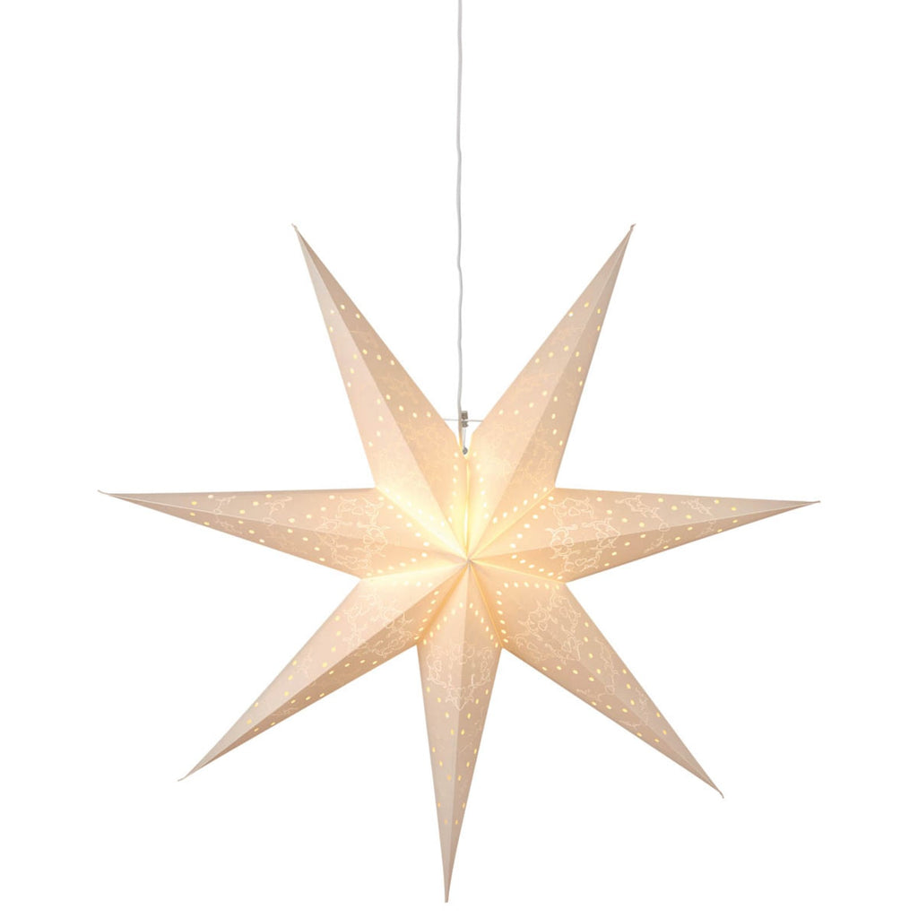 Adventsstjerne Sensy Star 7-armet papir krem montert i vindu
