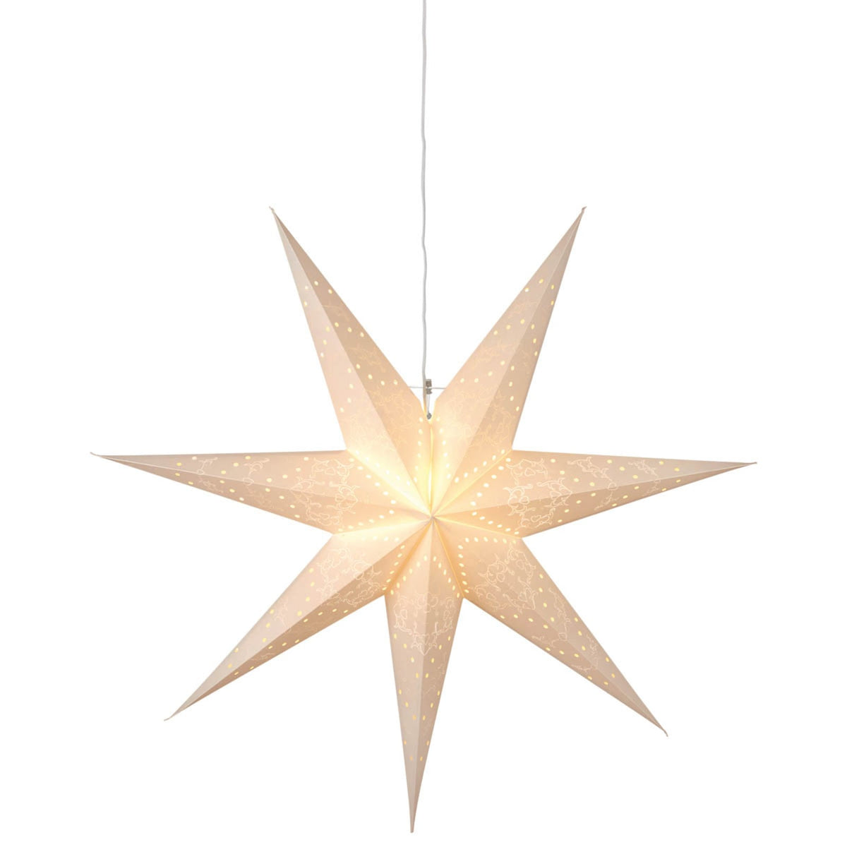 Adventsstjerne Sensy Star 7-armet papir krem montert i vindu