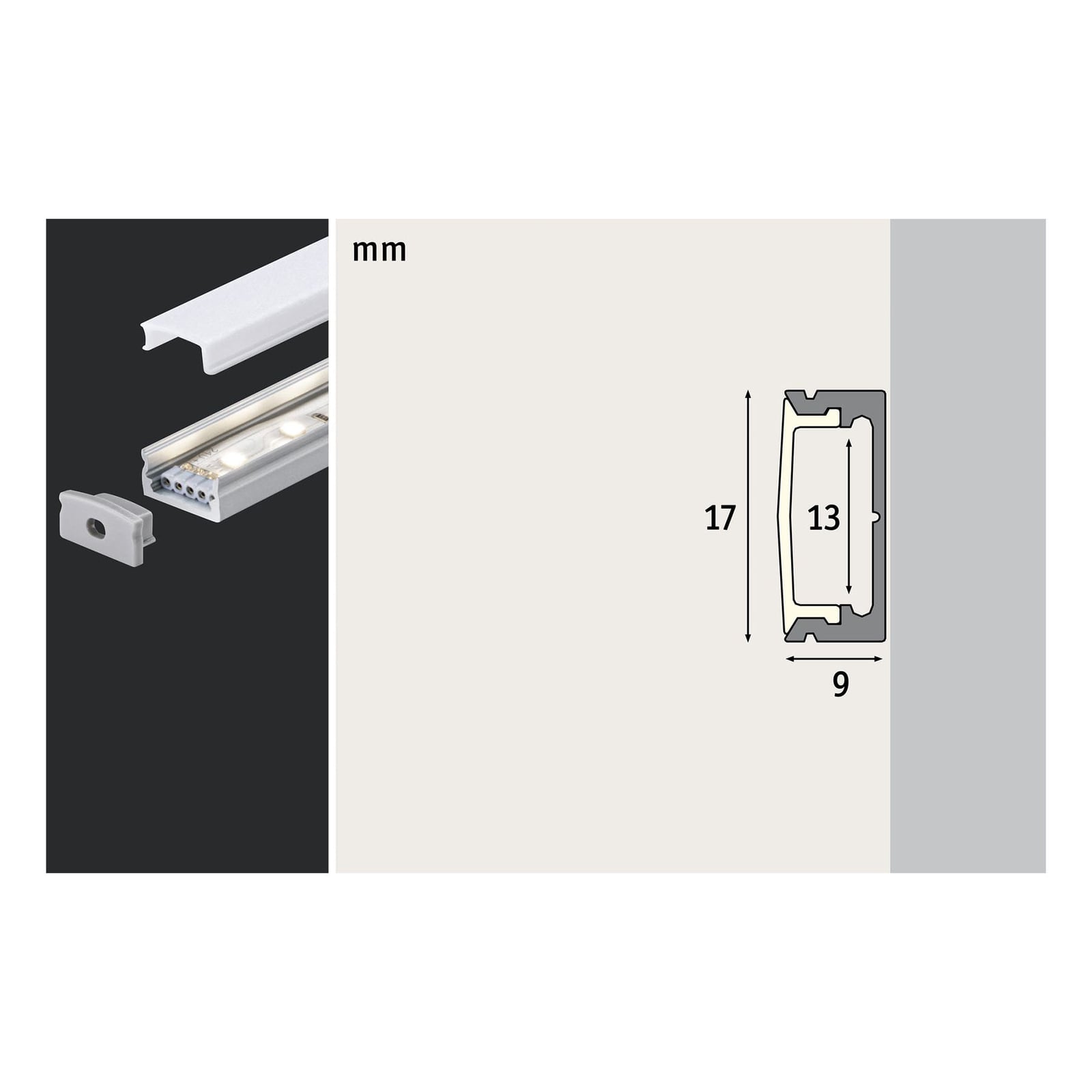 Aluminiumprofil Base for LED-stripe hvit 200 cm - Paulmann side