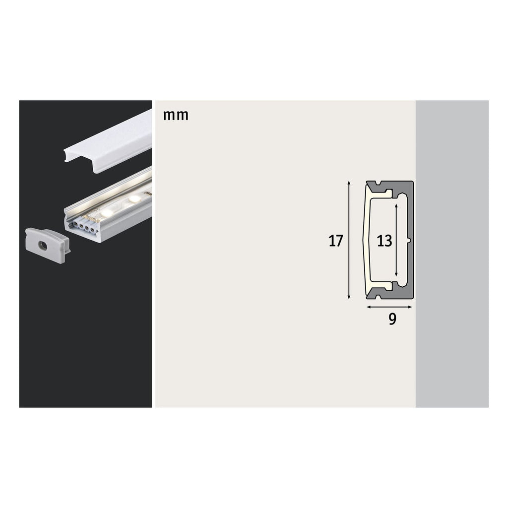 Base aluminiumprofil for LED-stripe hvit 100 cm - Paulmann med diffusor
