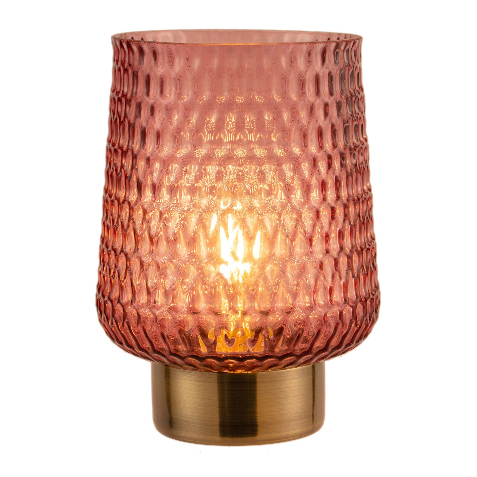 Batteridrevet LED bordlampe Rose Glamour glass rosé montert på bord